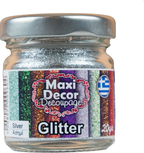 Maxi Decor Χρυσόσκονη Glitter Ασημί 20gr