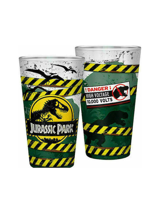 Abysse Jurassic Park Ποτήρι Νερού από Γυαλί σε Πράσινο Χρώμα 400ml