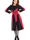 Women's Black/Bordeaux Coat with Belt