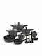 Edenberg Cookware Set of Aluminum with Non-stick Coating Black 15pcs