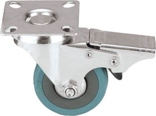 FFG 41723 Roată Rotativă Din Plastic Cu Frână Industrială Greu Albastră 125x65mm