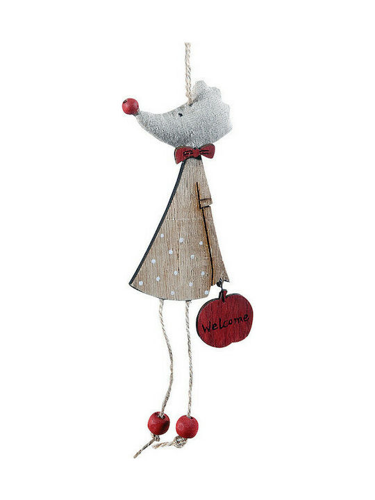 Hanging Ornament Mouse Wooden Beige 6x17cm