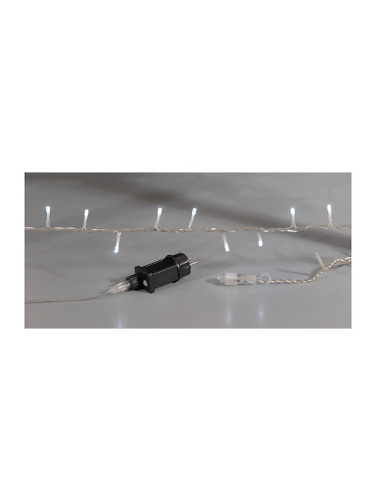 100 Weihnachtslichter LED Weiß Elektrisch vom Typ Zeichenfolge mit Transparentes Kabel und Programmen Lianos