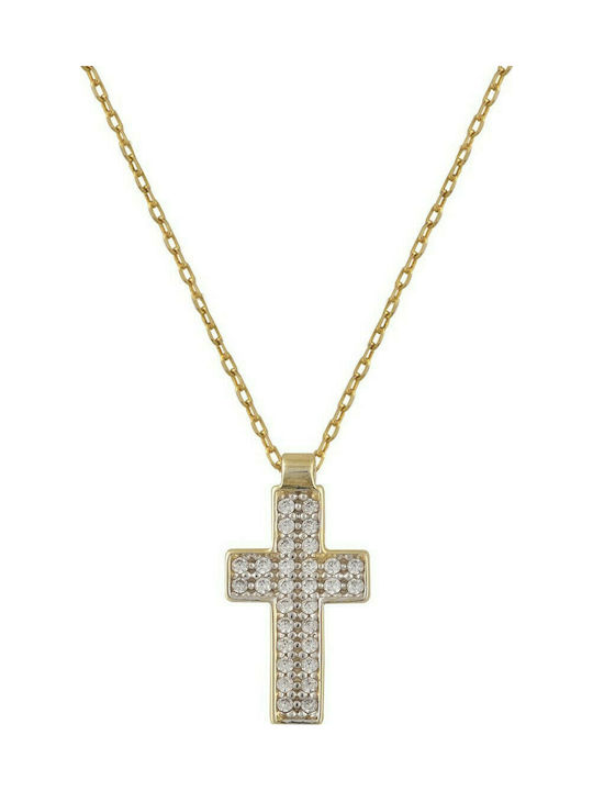 E-kosmimaroloi Damen Gold Kreuz 9K mit Kette