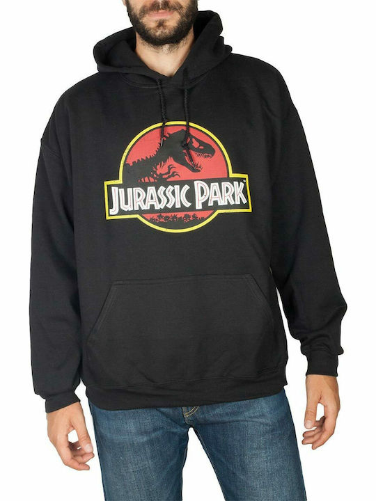 Paperinos Jurassic Park Distressed Logo Φούτερ με Κουκούλα σε Μαύρο χρώμα