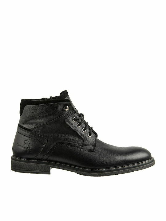 72144 Δερμάτινα Ανδρικά Μποτάκια με Φερμουάρ Total Black