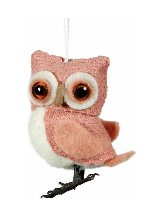 Hängendes Eule Ornament Stoff Rosa 8cm