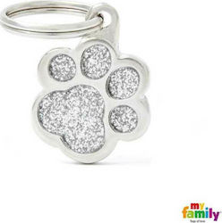 My Family Shine Dog ID Paw Gray Metal
