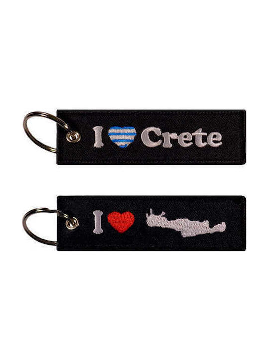 Keychain I Love Crete Fabric Black