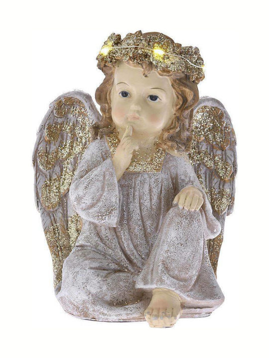 Iliadis Illuminated Christmas Plastic Figure Cherub Gray Height 20cm