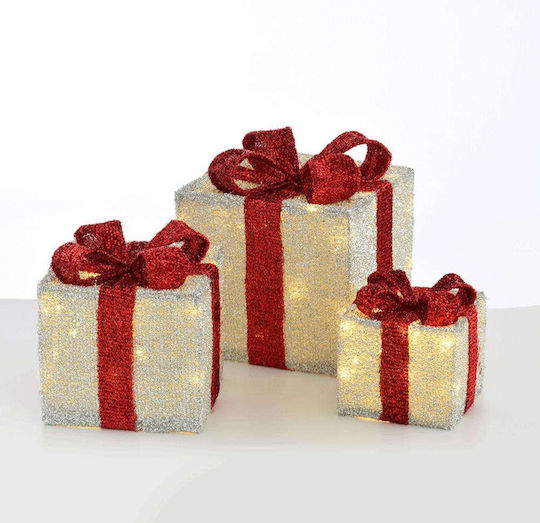 Aca Illuminated Christmas Figure Box Red Length 28.5cm 3pcs