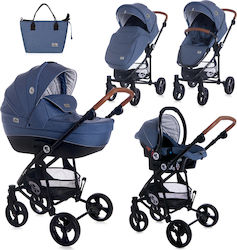 Lorelli Crysta 3 in 1 Adjustable 3 in 1 Baby Stroller Suitable for Newborn Denim Blue 9.7kg