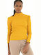Vero Moda Women's Long Sleeve Sweater Cotton Turtleneck Yellow