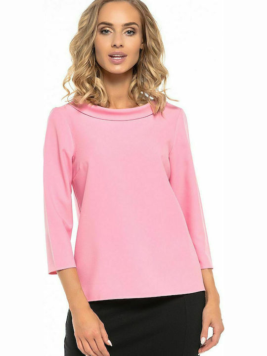 Tessita T243 Women's Blouse with 3/4 Sleeve Pink