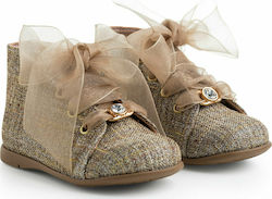 Ever Kid Brown-Gold Baptism Fabric Boots