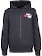 Athletic Kids Sweatshirt Cardigan with Hood Black JUMPMAN