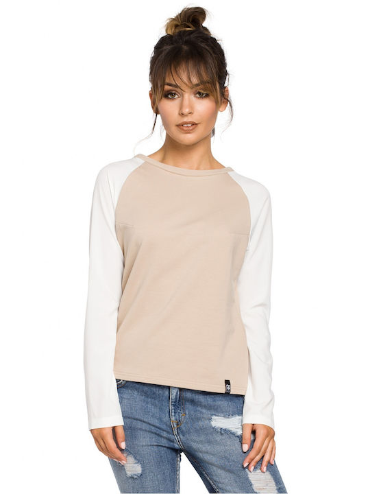 BeWear B047 Damen Bluse Baumwolle Langärmelig Beige