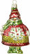 Hanging Snowman Ornament Glass Red 12cm