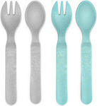 Reer Baby Set with Fork made of Plastic for 12+ months Blue Grey 4pcs