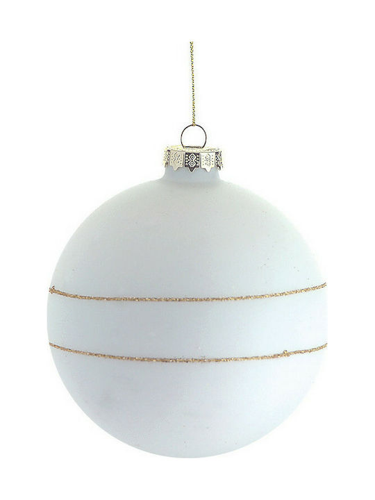 Hanging Ball Ornament Ornament Glass White 10cm