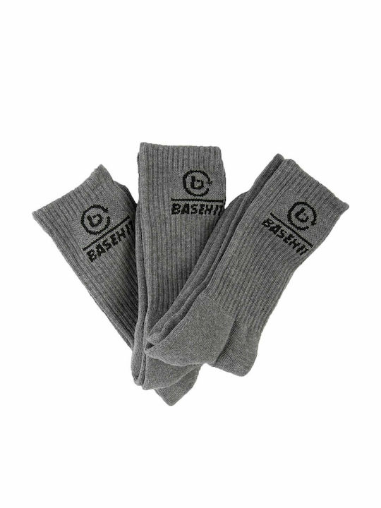 Basehit Ανδρικές Κάλτσες Γκρι 3Pack
