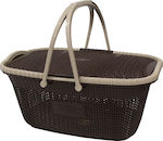 Καλάθι Πικ-Nικ Πλαστικό 57x39x26.5cm με Καπάκι 40lt Όψη Πλεκτού 1.23kg Καφέ Σκούρο