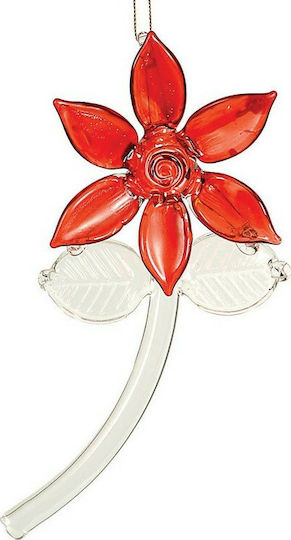 Hängendes Ornament Blume Acryl Rot 14cm