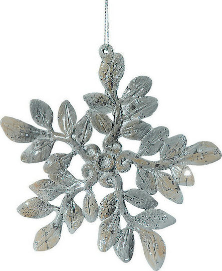 Hanging Ornament Flower Plastic Silver 12x12cm