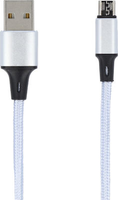 FoneFX Braided USB 2.0 to micro USB Cable Λευκό 1m (FFX-LMUS)