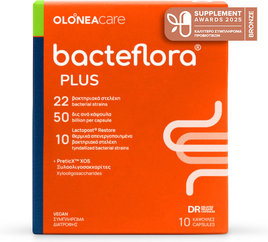 Olonea BacteFlora Plus Συμπλήρωμα με Προβιοτικά & Πρεβιοτικά 10 φυτικές κάψουλες