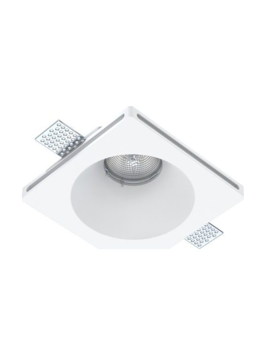 Spot Light Square Plaster Recessed Spot with Socket GU10 White