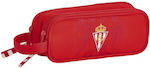 BigBuy Fabric Pencil Case Real Sporting de Gijón with 2 Compartments Red