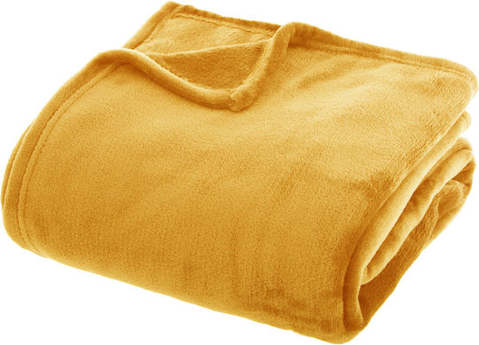 Κουβέρτα Fleece Ημίδιπλη 180x230εκ. Κίτρινο AT100647