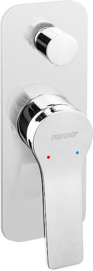 Ferro Stratos Built-in Faucet Mixer for Bathtub 2 Exits Silver