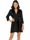 Babell Winter Damen Satin Robe Schwarz