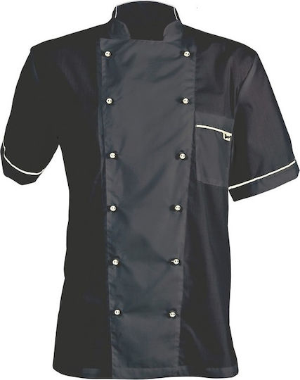 Be Unique Coat Chef Unisex Black with Short Sleeve Napoli