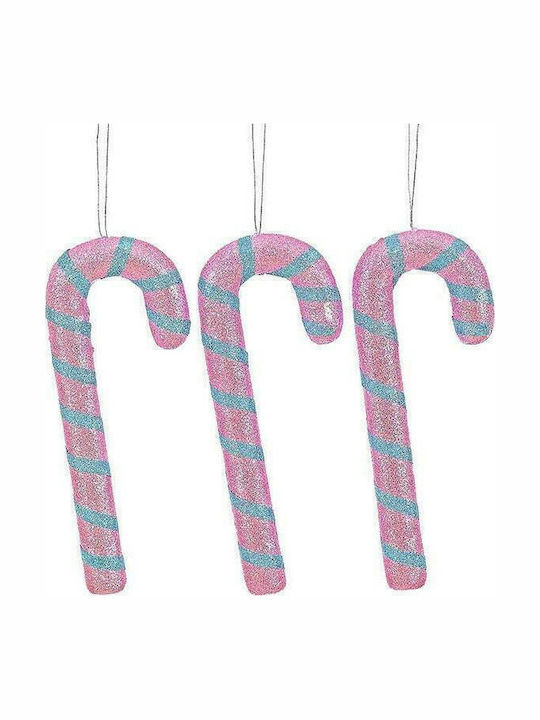 JK Home Decoration Christmas Cane Ornament Pink 21cm 3pcs