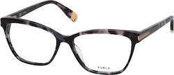 Furla Plastic Eyeglass Frame Butterfly Purple Tortoise VFU436 0721