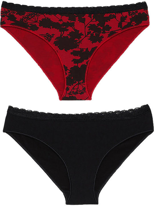 Minerva Fimelle Femei Slip 2Pack Roșu/negru