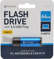 Platinet X-Depo 64GB USB 2.0 Stick Μπλε