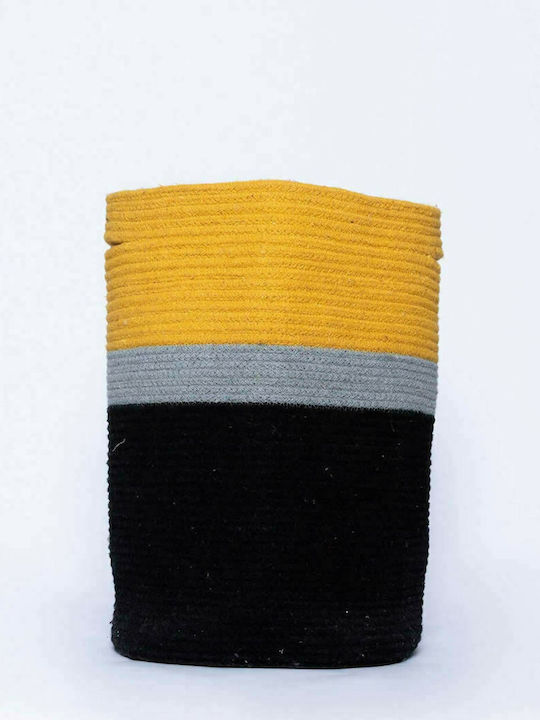 Διακοσμητικό Καλάθι Υφασμάτινο Hil Black/Yellow Με Χερούλια 35x35x45cm Palamaiki