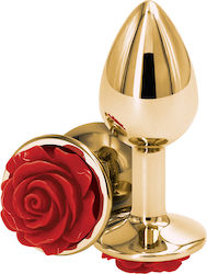 Ns Novelties Rear Assets Aluminum Anal Plug Small Gold / Red Rose 7.6cm