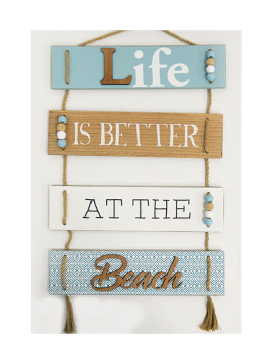 Wooden Wall Sign Beach 30x2x38cm