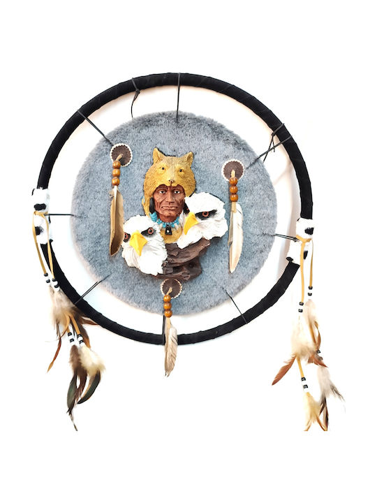 Furry dreamcatcher pendant 45 cm long