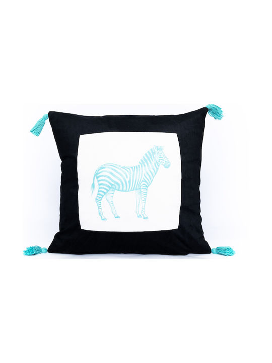 Palamaiki Decorative Pillow Case Zeb from Velvet Light Blue 45x45cm.