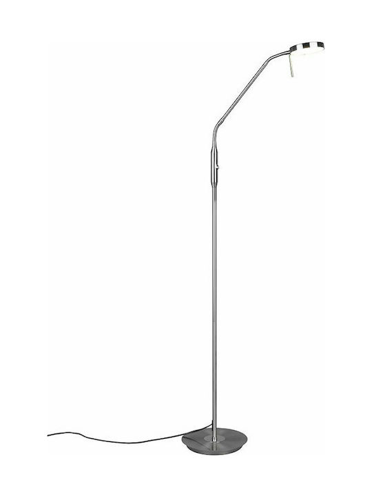 Trio Lighting Monza LED Floor Lamp H145xW25cm. with Warm White Light Silver