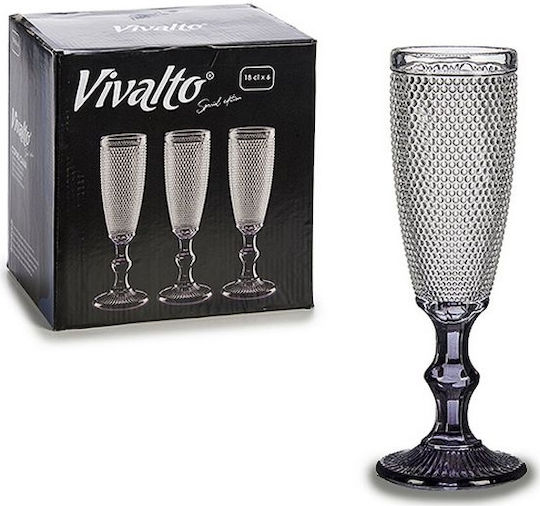Vivalto Glas Champagner aus Kristall Anthracite Kelch 185ml