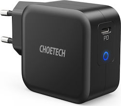 Choetech Charger with USB-C Port and Cable USB-C 60W Power Delivery Blacks (Q6006)