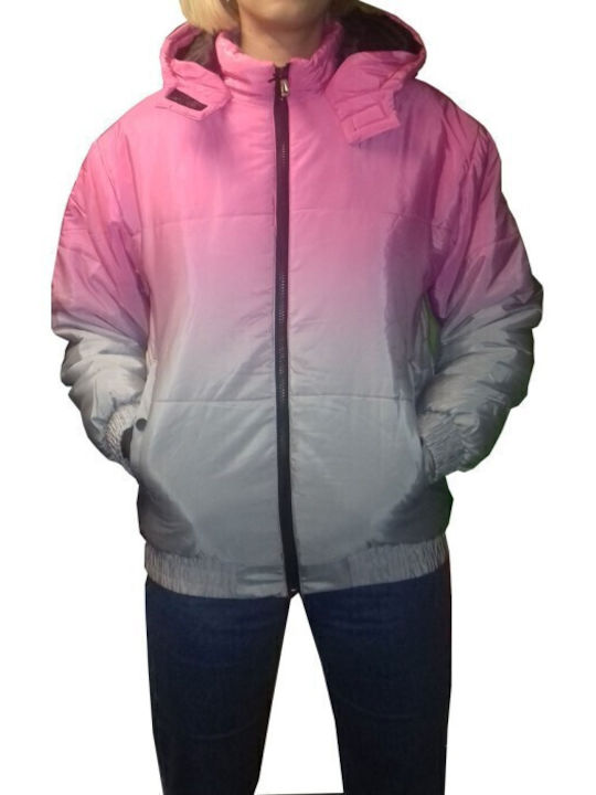 Kurz Damen Puffer Jacke für Winter Rosa