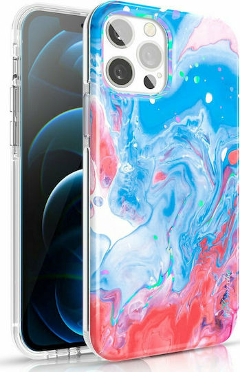 Kingxbar Watercolor Series Back Cover Silicone Blue/Pink (iPhone 12 / 12 Pro)